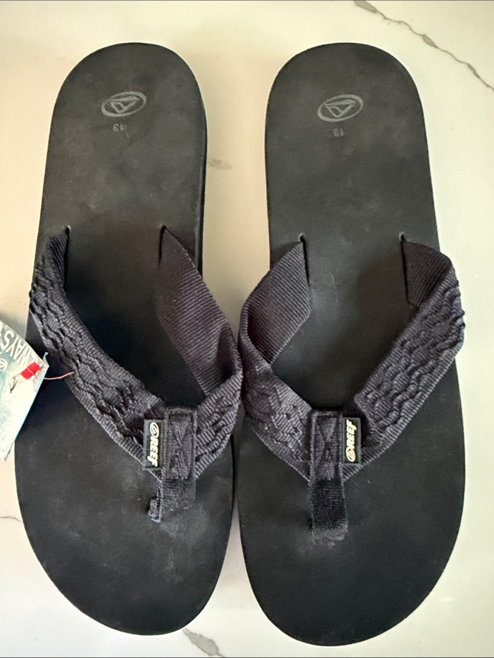 Reef Smoothy Men’s Black Woven Strap Flip-Flops NWT Sz 13 - Picture 3 of 6